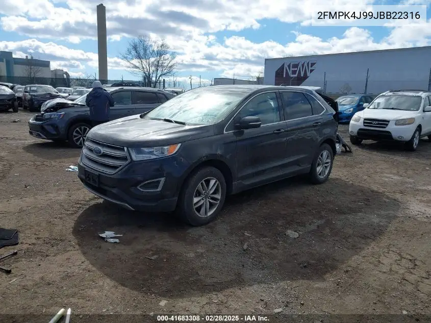 2018 Ford Edge Sel VIN: 2FMPK4J99JBB22316 Lot: 41683308