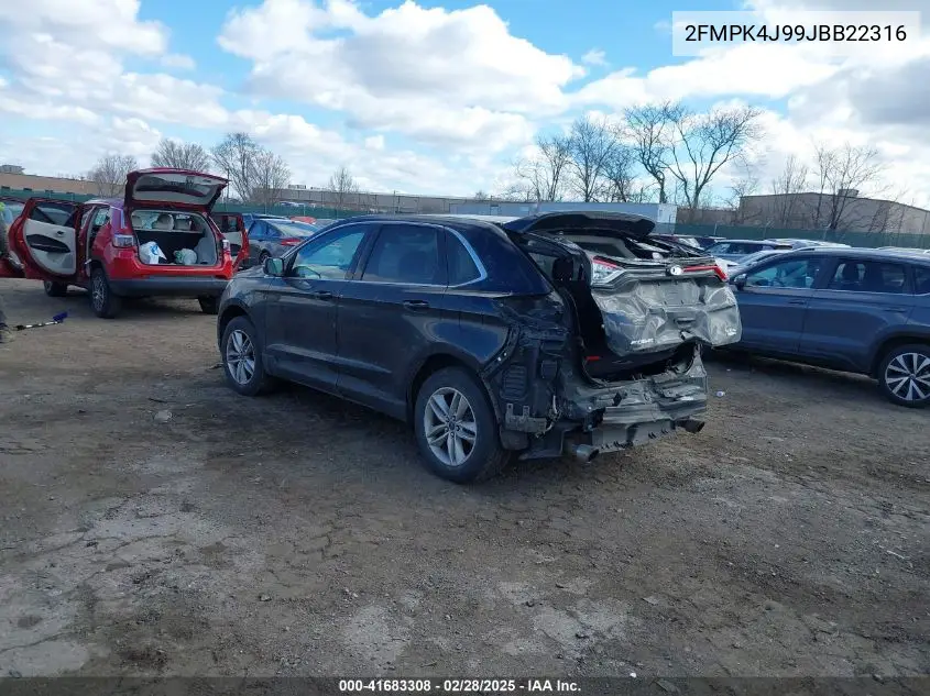 2018 Ford Edge Sel VIN: 2FMPK4J99JBB22316 Lot: 41683308