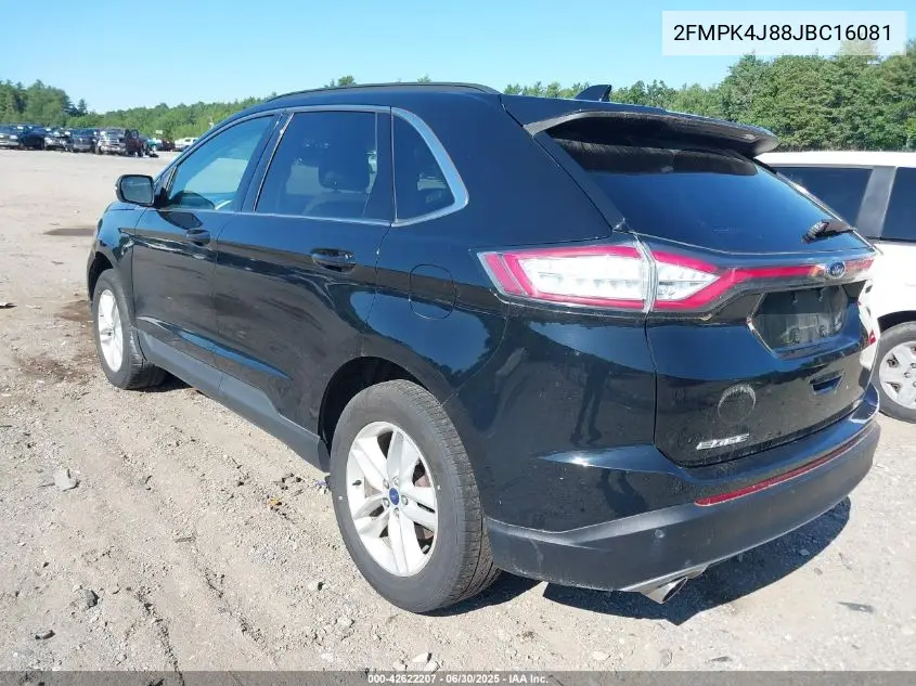 2018 Ford Edge Sel VIN: 2FMPK4J88JBC16081 Lot: 42622207