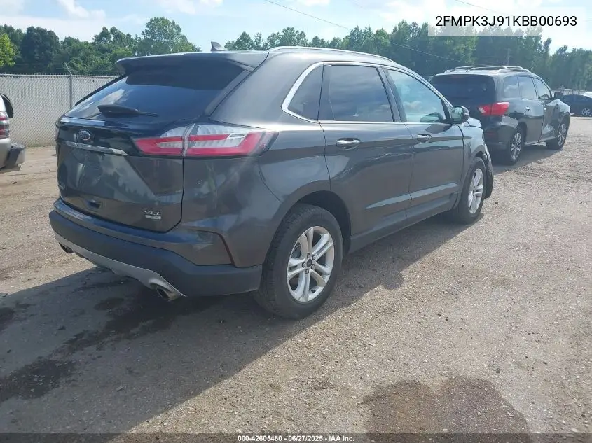 2019 Ford Edge Sel VIN: 2FMPK3J91KBB00693 Lot: 42605480