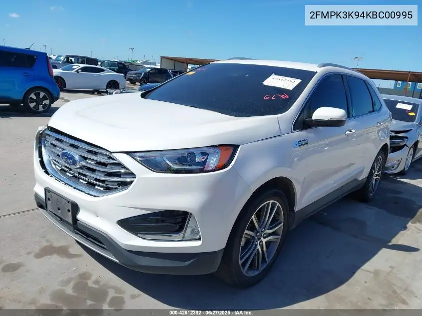 2019 Ford Edge Titanium VIN: 2FMPK3K94KBC00995 Lot: 42612392