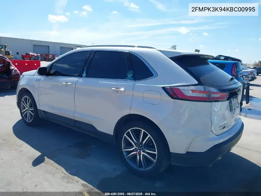 2019 Ford Edge Titanium VIN: 2FMPK3K94KBC00995 Lot: 42612392