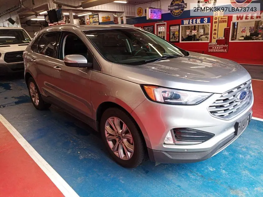 2020 Ford Edge Titanium VIN: 2FMPK3K97LBA73743 Lot: 42624964