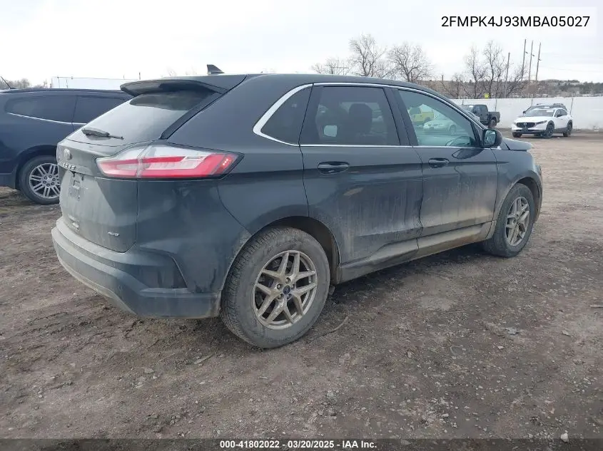 2021 Ford Edge Sel VIN: 2FMPK4J93MBA05027 Lot: 41802022