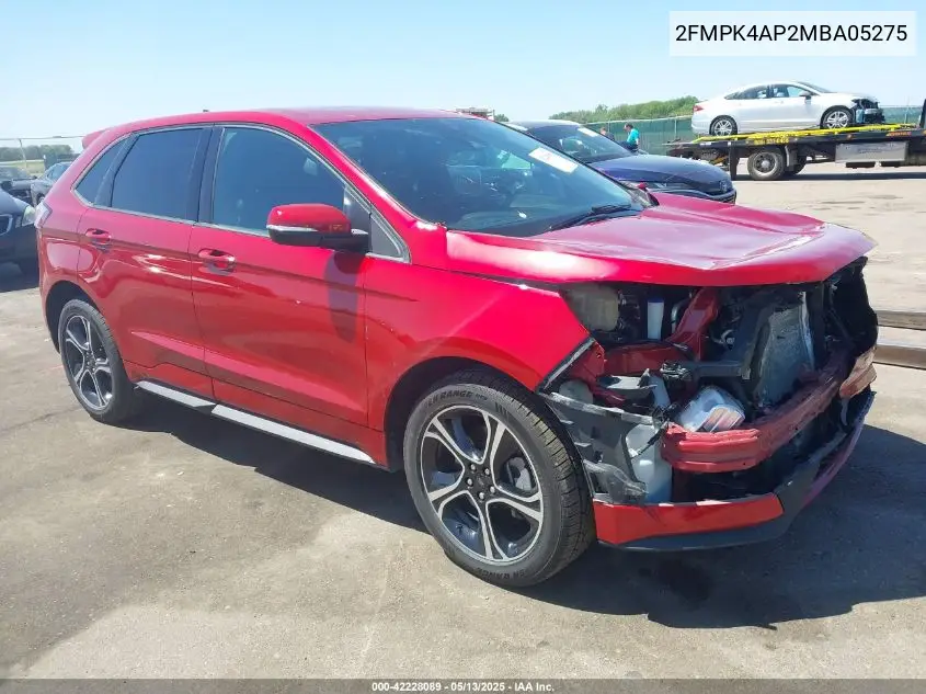 2021 Ford Edge St VIN: 2FMPK4AP2MBA05275 Lot: 42228089