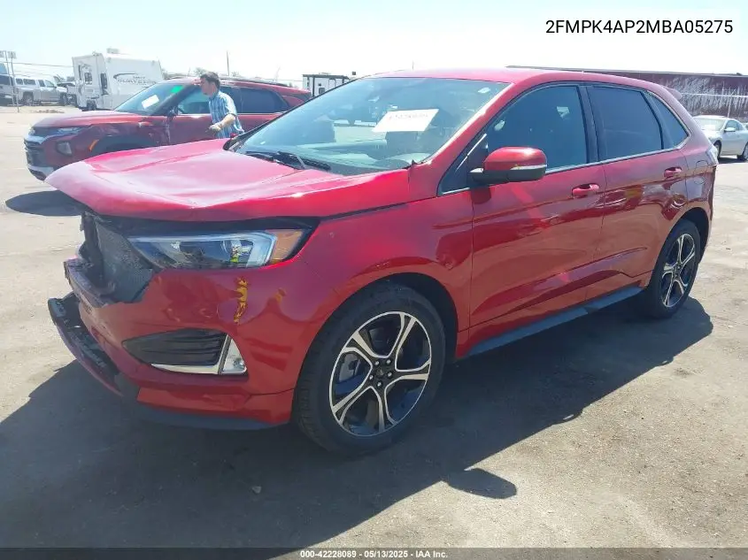 2021 Ford Edge St VIN: 2FMPK4AP2MBA05275 Lot: 42228089
