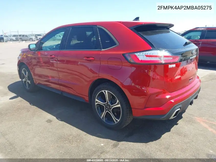 2021 Ford Edge St VIN: 2FMPK4AP2MBA05275 Lot: 42228089