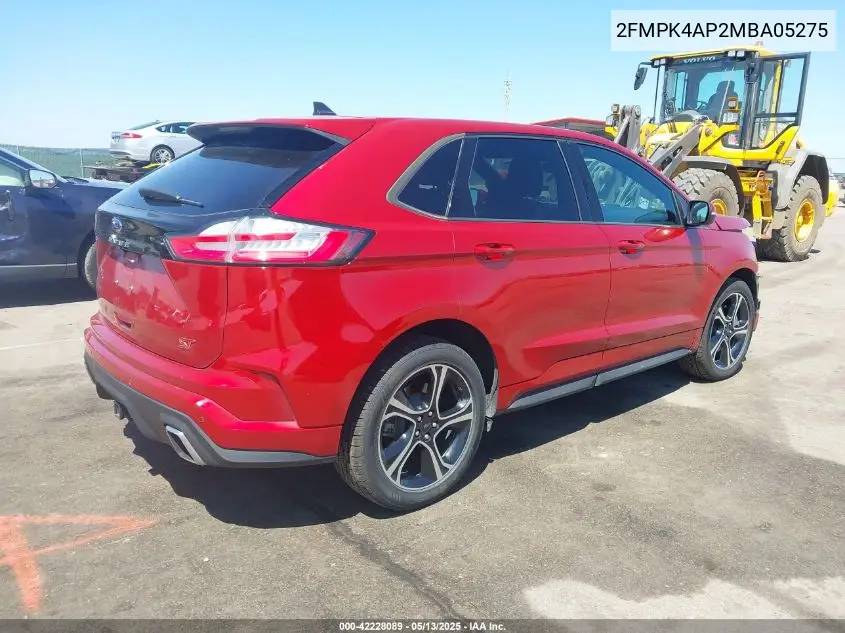2021 Ford Edge St VIN: 2FMPK4AP2MBA05275 Lot: 42228089