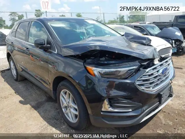 2022 Ford Edge Sel VIN: 2FMPK4J9XNBA56722 Lot: 12345197