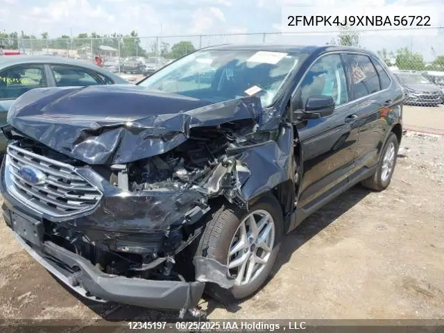 2022 Ford Edge Sel VIN: 2FMPK4J9XNBA56722 Lot: 12345197