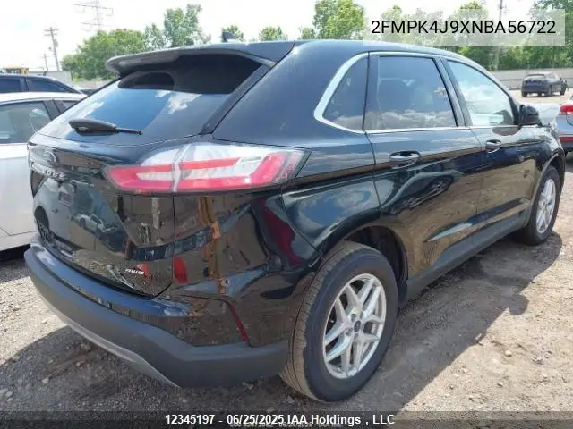 2022 Ford Edge Sel VIN: 2FMPK4J9XNBA56722 Lot: 12345197