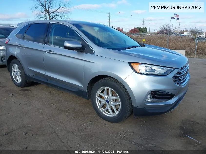2022 Ford Edge Sel VIN: 2FMPK4J90NBA32042 Lot: 40958024