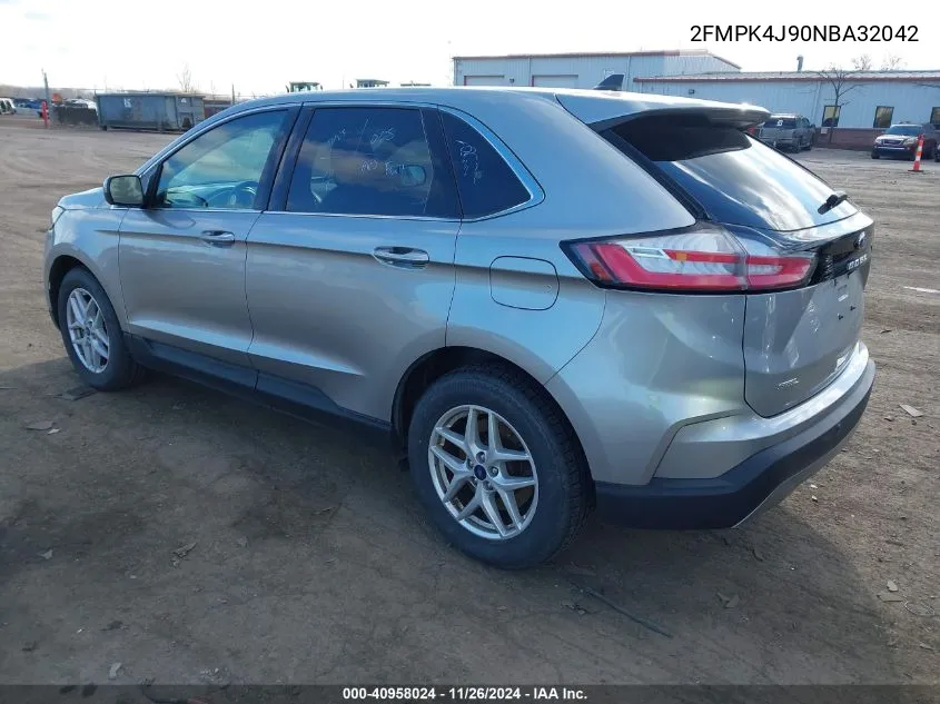 2022 Ford Edge Sel VIN: 2FMPK4J90NBA32042 Lot: 40958024