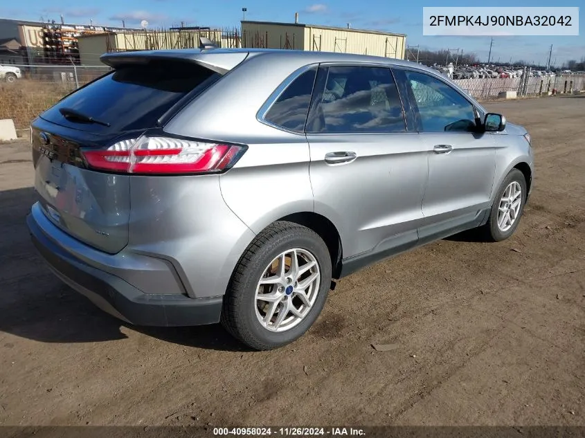 2022 Ford Edge Sel VIN: 2FMPK4J90NBA32042 Lot: 40958024