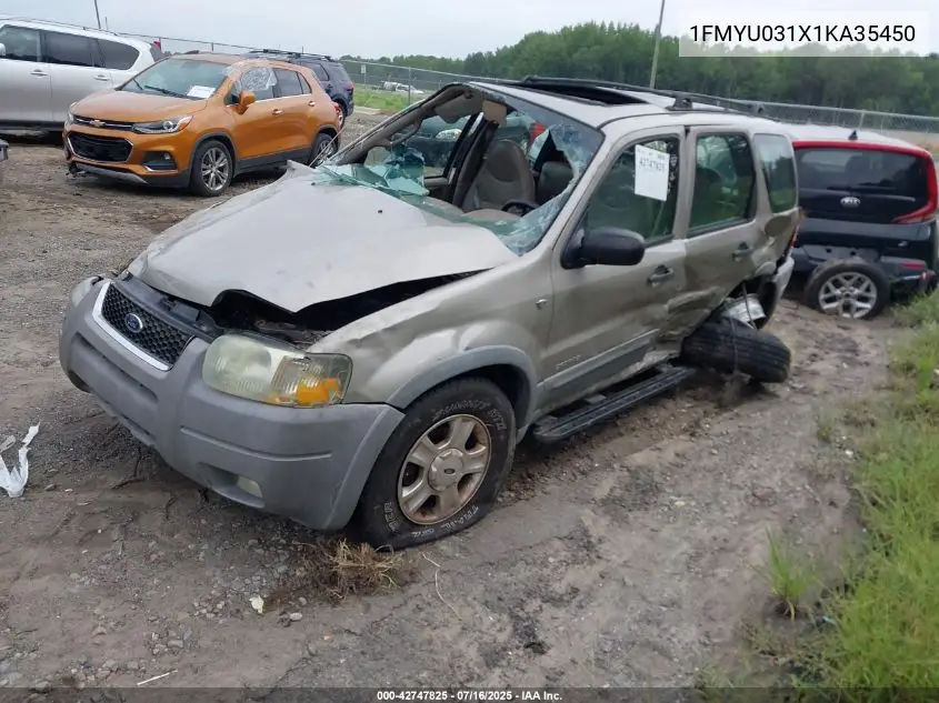 2001 Ford Escape Xlt VIN: 1FMYU031X1KA35450 Lot: 42747825