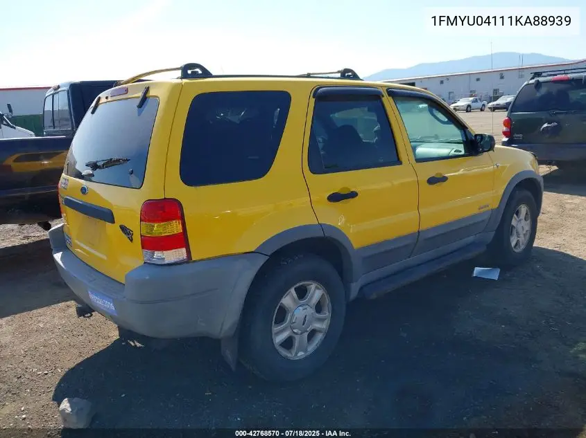 2001 Ford Escape Xlt VIN: 1FMYU04111KA88939 Lot: 42768570