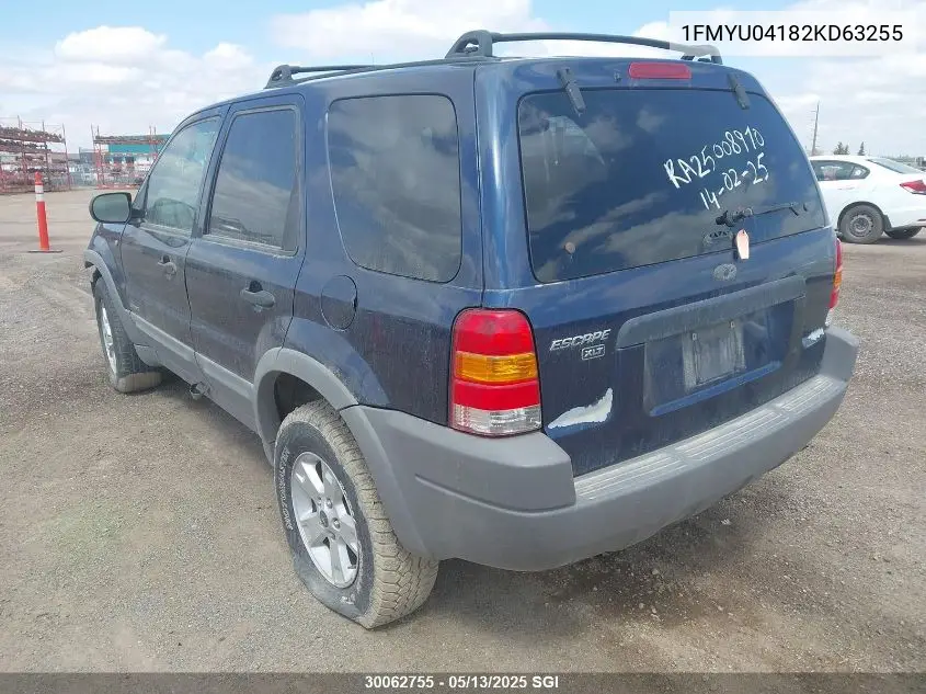 2002 Ford Escape Xlt VIN: 1FMYU04182KD63255 Lot: 30062755