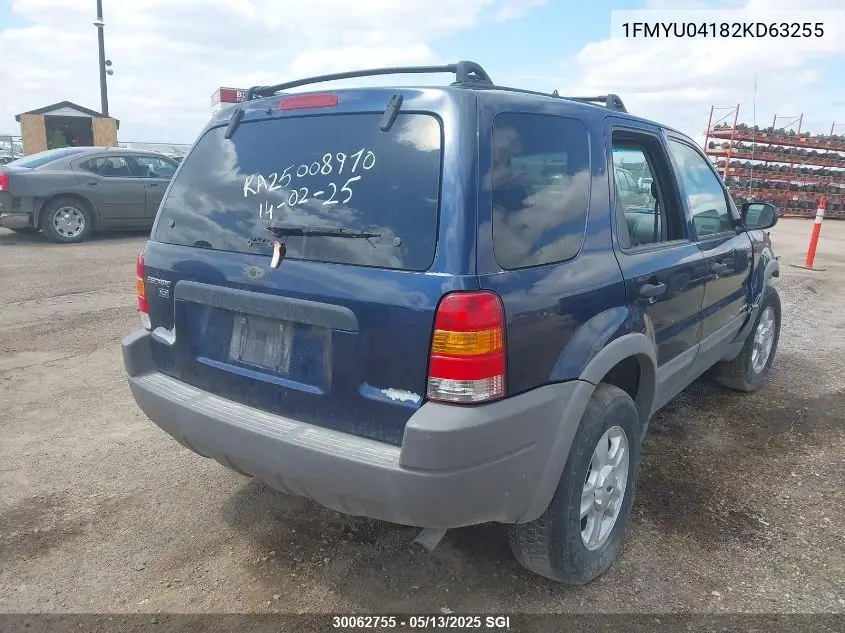 2002 Ford Escape Xlt VIN: 1FMYU04182KD63255 Lot: 30062755