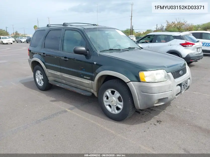 2002 Ford Escape Xlt VIN: 1FMYU03152KD03371 Lot: 42598232