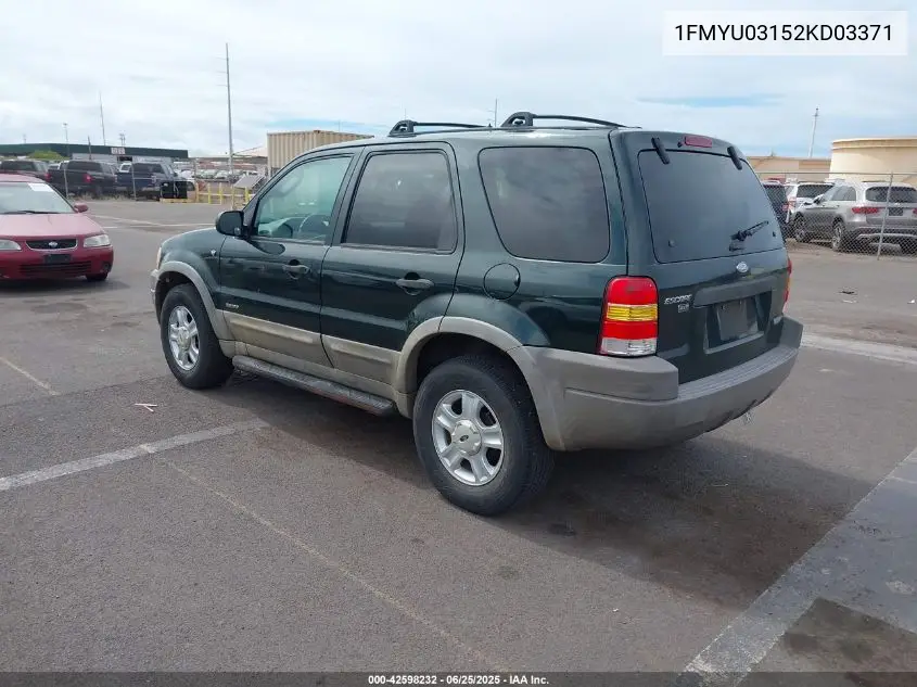 2002 Ford Escape Xlt VIN: 1FMYU03152KD03371 Lot: 42598232