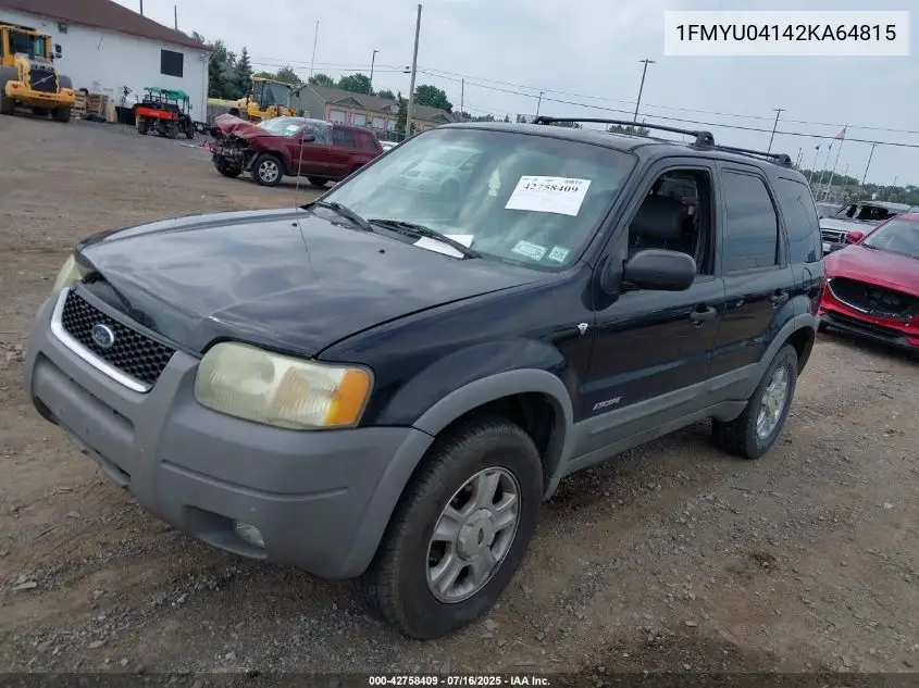 2002 Ford Escape Xlt VIN: 1FMYU04142KA64815 Lot: 42758409