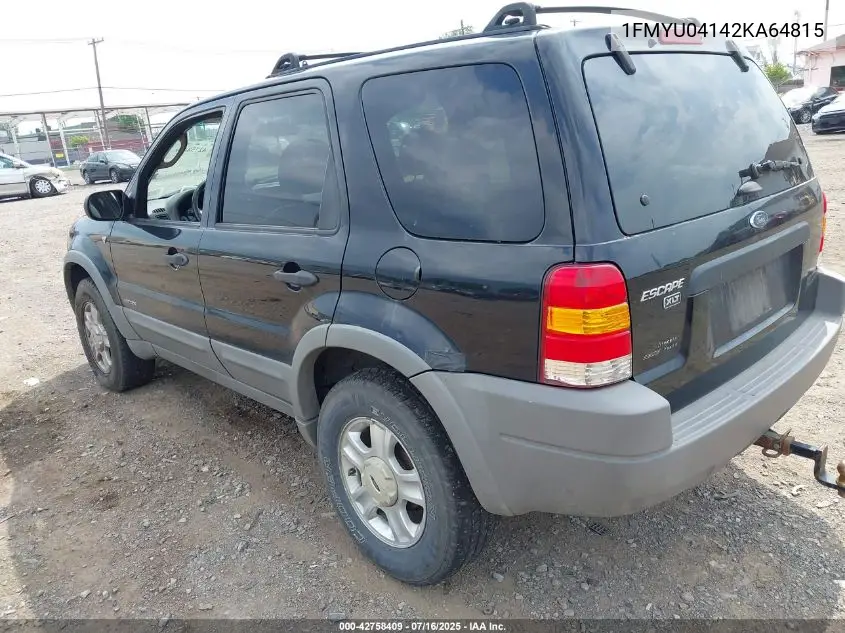 2002 Ford Escape Xlt VIN: 1FMYU04142KA64815 Lot: 42758409