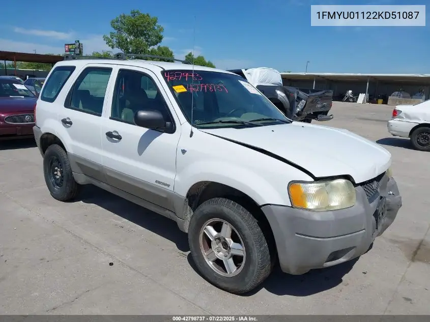 2002 Ford Escape Xls VIN: 1FMYU01122KD51087 Lot: 42798737