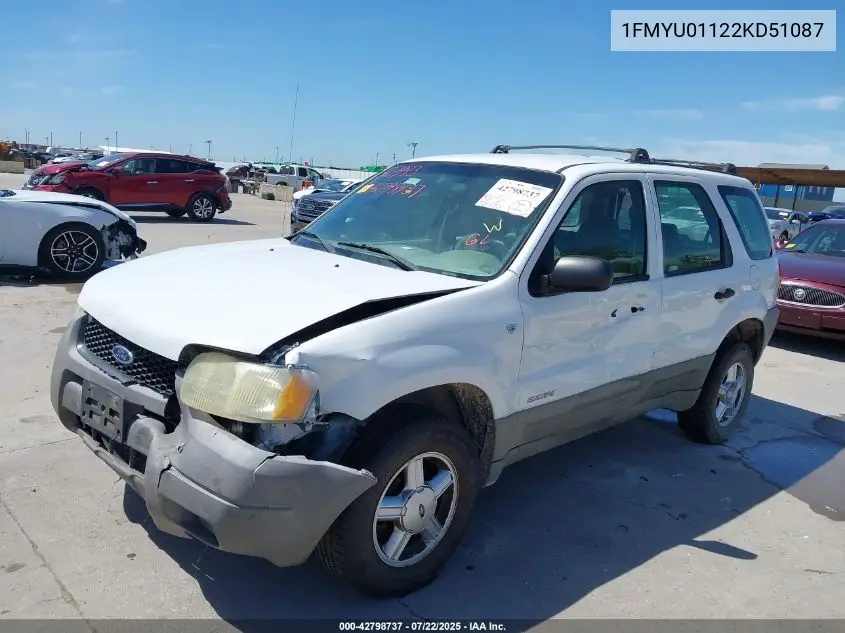 2002 Ford Escape Xls VIN: 1FMYU01122KD51087 Lot: 42798737