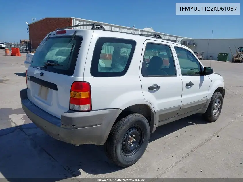 2002 Ford Escape Xls VIN: 1FMYU01122KD51087 Lot: 42798737