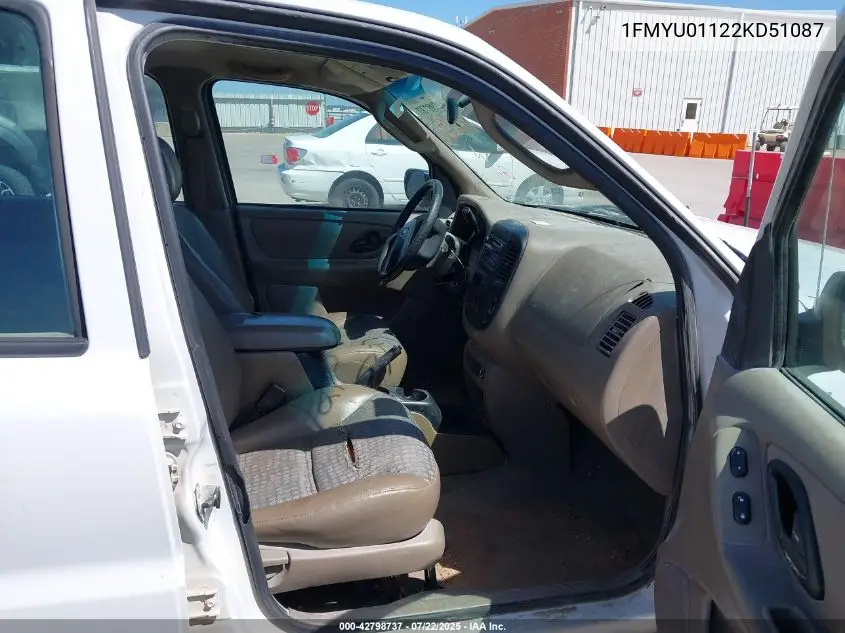 2002 Ford Escape Xls VIN: 1FMYU01122KD51087 Lot: 42798737