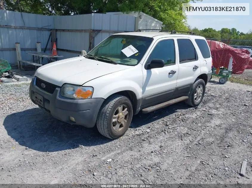 2003 Ford Escape Xlt VIN: 1FMYU03183KE21870 Lot: 42015610