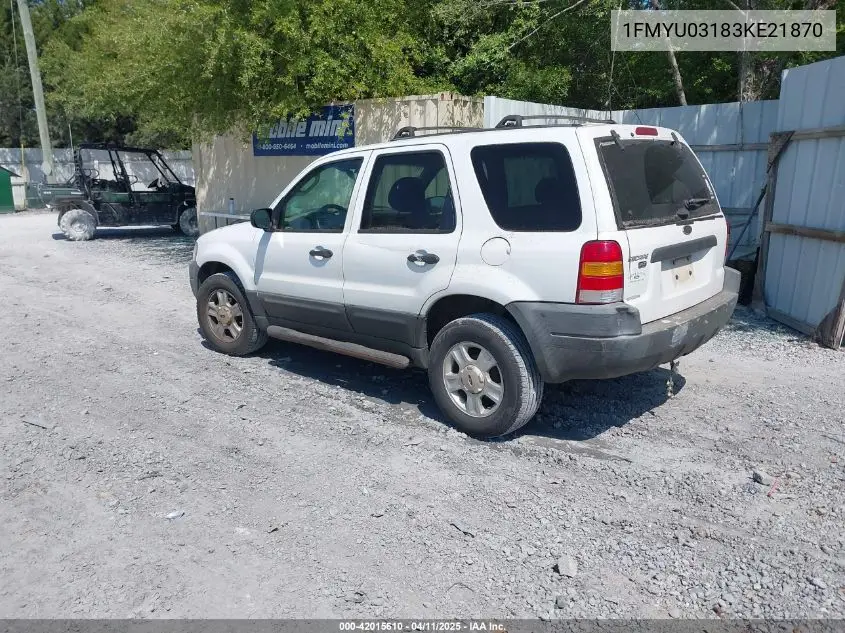 2003 Ford Escape Xlt VIN: 1FMYU03183KE21870 Lot: 42015610