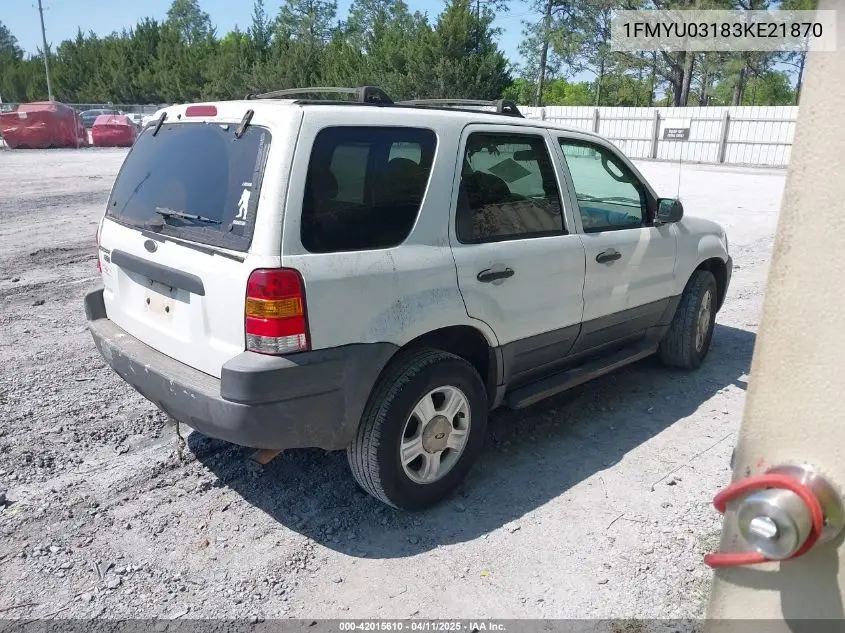 2003 Ford Escape Xlt VIN: 1FMYU03183KE21870 Lot: 42015610