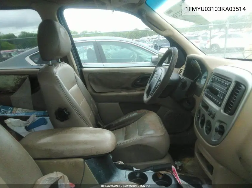 2003 Ford Escape Xlt VIN: 1FMYU03103KA03514 Lot: 42252248