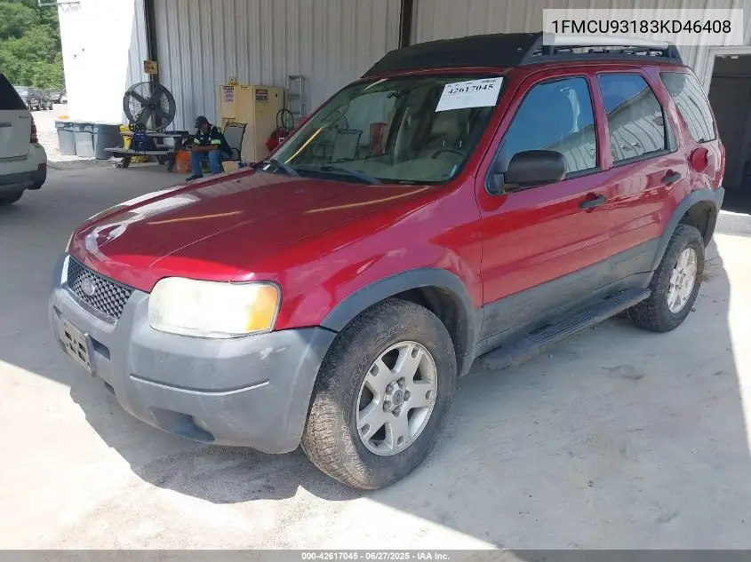 2003 Ford Escape Xlt VIN: 1FMCU93183KD46408 Lot: 42617045