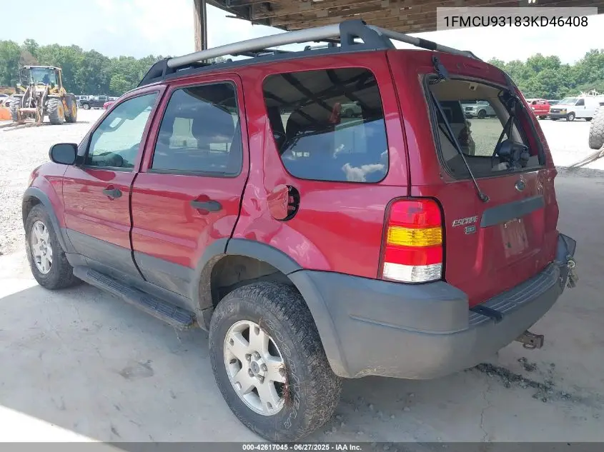 2003 Ford Escape Xlt VIN: 1FMCU93183KD46408 Lot: 42617045