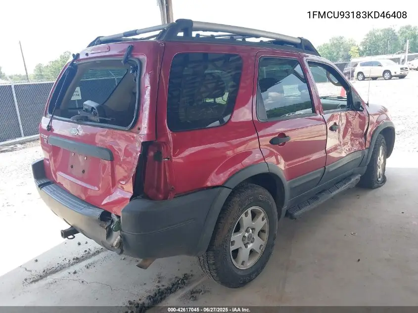 2003 Ford Escape Xlt VIN: 1FMCU93183KD46408 Lot: 42617045