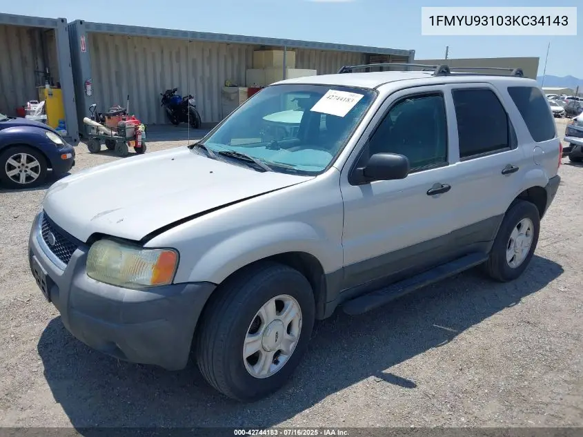 2003 Ford Escape Xlt VIN: 1FMYU93103KC34143 Lot: 42744183