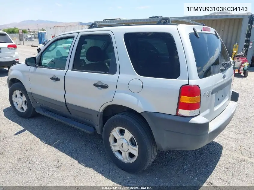 2003 Ford Escape Xlt VIN: 1FMYU93103KC34143 Lot: 42744183