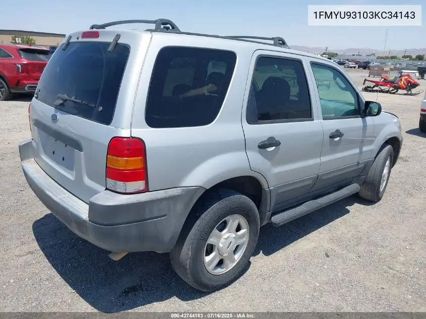 2003 Ford Escape Xlt VIN: 1FMYU93103KC34143 Lot: 42744183