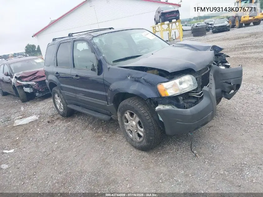 2003 Ford Escape Xlt VIN: 1FMYU93143KD76771 Lot: 42744508