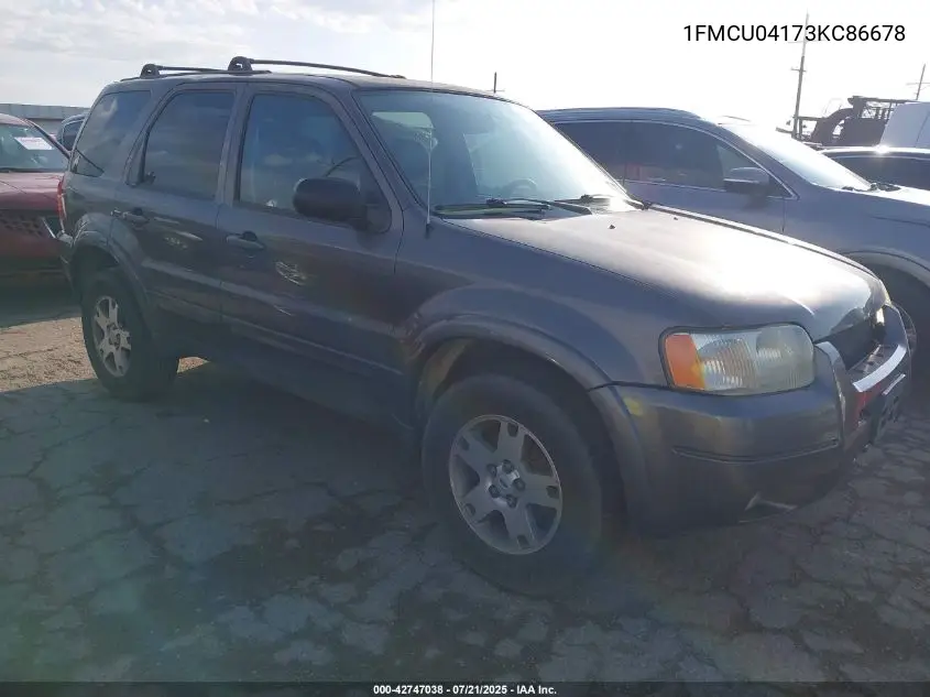 2003 Ford Escape Limited VIN: 1FMCU04173KC86678 Lot: 42747038
