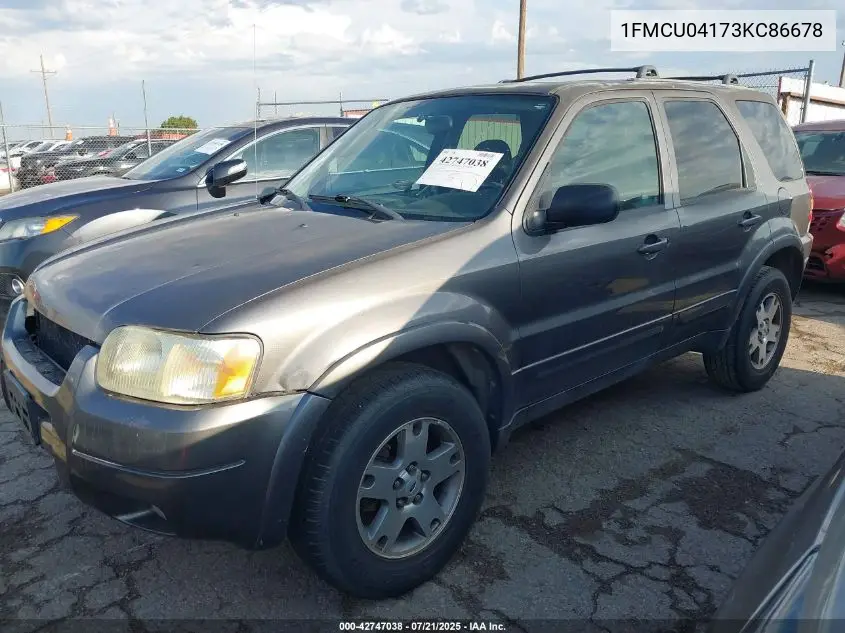 2003 Ford Escape Limited VIN: 1FMCU04173KC86678 Lot: 42747038