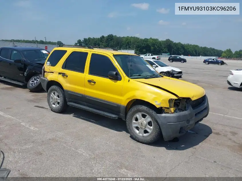 2003 Ford Escape Xlt VIN: 1FMYU93103KC96206 Lot: 42775248