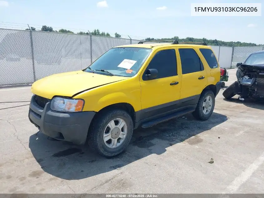 2003 Ford Escape Xlt VIN: 1FMYU93103KC96206 Lot: 42775248