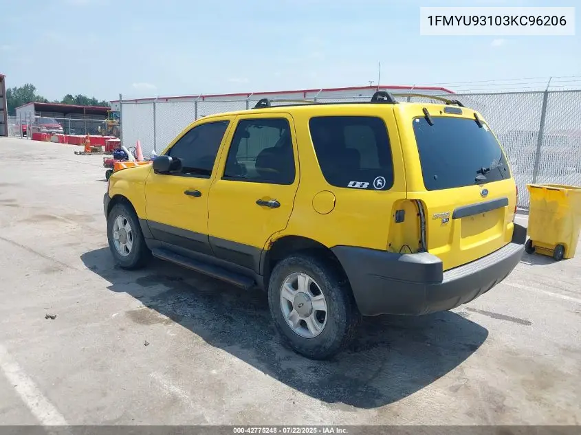 2003 Ford Escape Xlt VIN: 1FMYU93103KC96206 Lot: 42775248