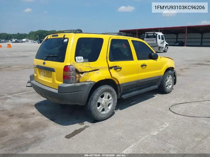 2003 Ford Escape Xlt VIN: 1FMYU93103KC96206 Lot: 42775248