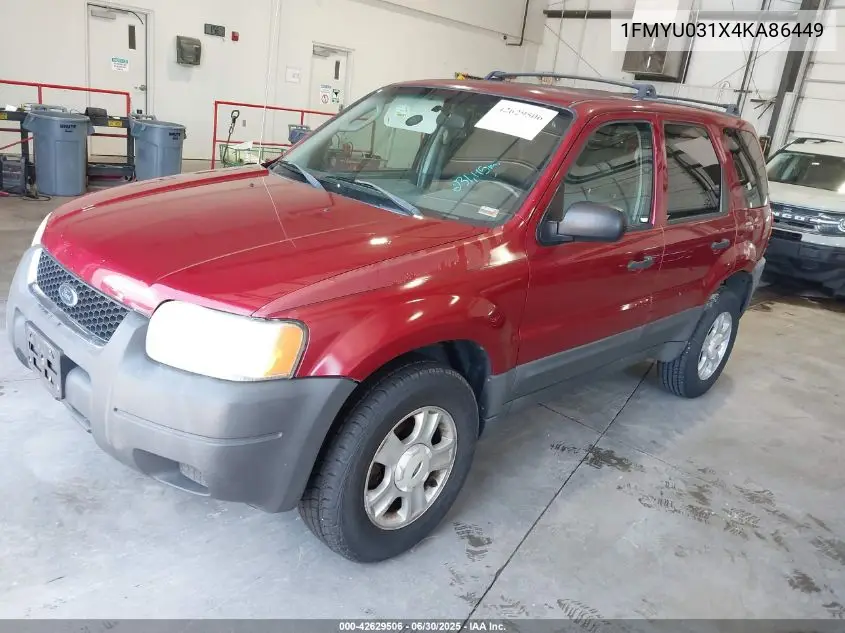 2004 Ford Escape Xlt VIN: 1FMYU031X4KA86449 Lot: 42629506