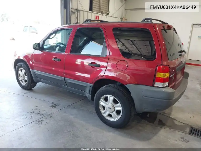 2004 Ford Escape Xlt VIN: 1FMYU031X4KA86449 Lot: 42629506