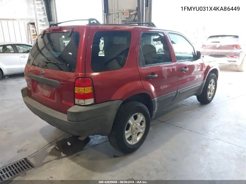 2004 Ford Escape Xlt VIN: 1FMYU031X4KA86449 Lot: 42629506